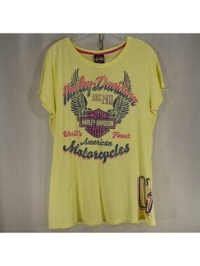 Harley Davidson Women XL Yellow Winged Logo Eagle T-Shirt Bumpus Murfreesboro TN